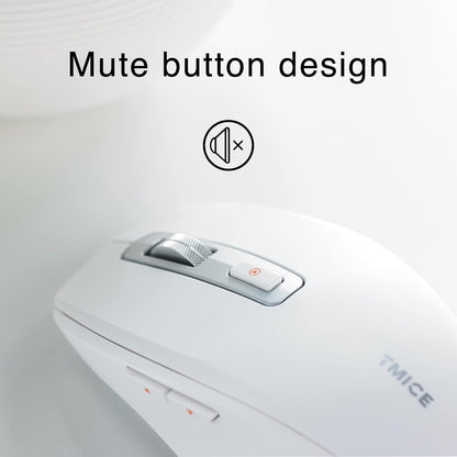 TMICE Wireless Bluetooth Mouse, Dual-Mode, 500mAh Battery, 5 DPI Adjustment, 10M Working Distance, White