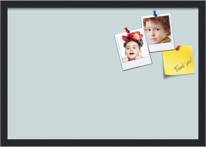 PinPix 26x18 Inch Cork Bulletin Board. This Decorative Framed Pin Board Comes with Soft Blue Design and a Satin Black Frame. Ideal for Home Office Decor or Message Board (PinPix-1814)