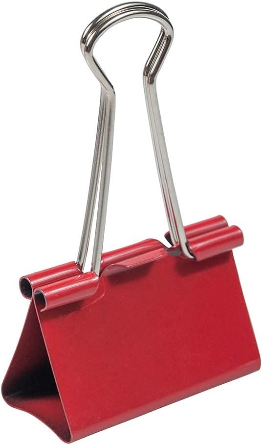 JAM PAPER Colorful Binder Clips - Large - 1 1/2 Inch (41 mm) - Red Binderclips - 12/Pack