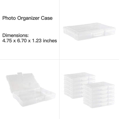 novelinks 4" x 6" Photo Organizer Box with Handle – 16 Inner Photo Storage Cases, Holds 1600 Photos, Portable Picture Keeper with Secure Snap Closures – White