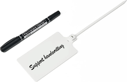 100 White Plastic Writable Shipping Tags - Large, Waterproof, Hanging Labels with One Permanent Marker Pen