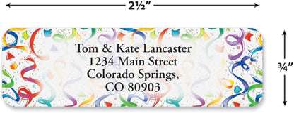 Colorful Images Birthday Surprise Rolled Personalized Return Address Mailing Labels with Dispenser, Customize with Name & Shipping Address, 125 ¾” x 2½” Self Adhesive, Easy Peel Label Roll