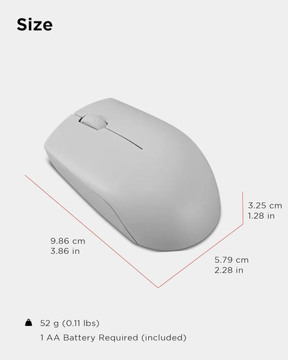 Lenovo 300 Wireless Mouse – Computer Mouse for PC, Laptop with Windows – Ambidextrous Design – 2.4 GHz Nano USB Receiver – 12 Month Battery Life