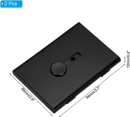 PATIKIL 2 Pcs Business Card Holder, Thumb Drive Business Card Holder Portable Business Card Holders Alloy Slide Out Card Case for Business Meeting, Black