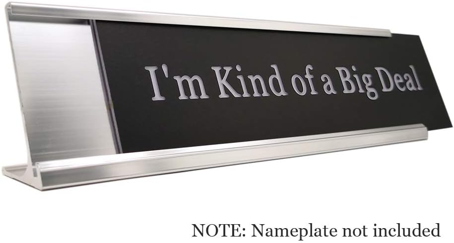 2" x 8" Aluminum Desk Name Plate Holder, Office Business Desk Sign Holder Desktop-5 Pack (Silver)