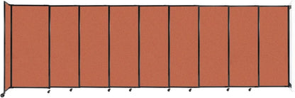 Wall-Mounted Sliding StraightWall Room Divider | Adjustable Widths | Locking Wheels | Room Separator | Up to 19'9" Wide x 6' Tall Papaya Fabric Panels