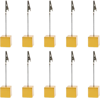 10pcs Table Number Holder Name Place Card Holder Memo Clip Holder Stand Note Holder Pictures Card Paper Menu Clip (Gold)