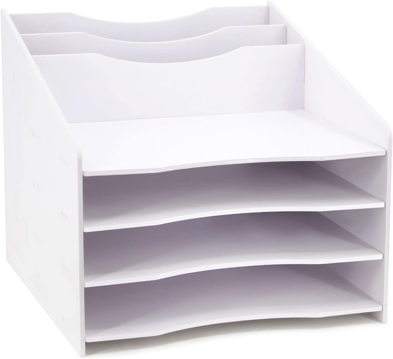 SONGWAY Desk File Organizer and Accessories Storage - Desktop Organizer with Horizontal and Vertical File Folder Holders, Letter Mail Sorter, 4 Tier Paper Storage for Desk Home Office School
