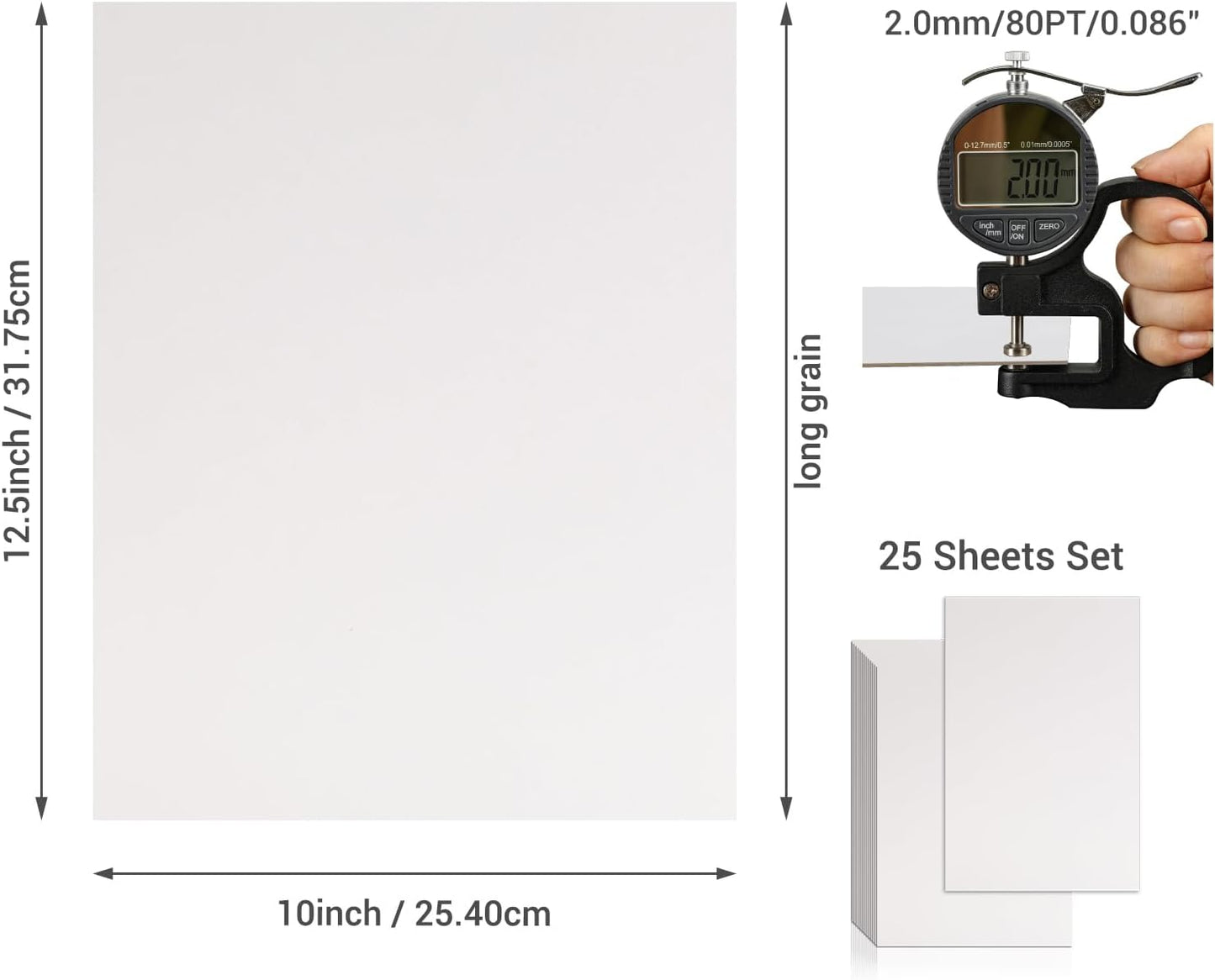 25 Pcs Book Board, Binder Board, Cover Board, Heavy Duty Chipboard for Book Binding, DIY Cardboard (White, 10 x 12.5 Inch 80PT)
