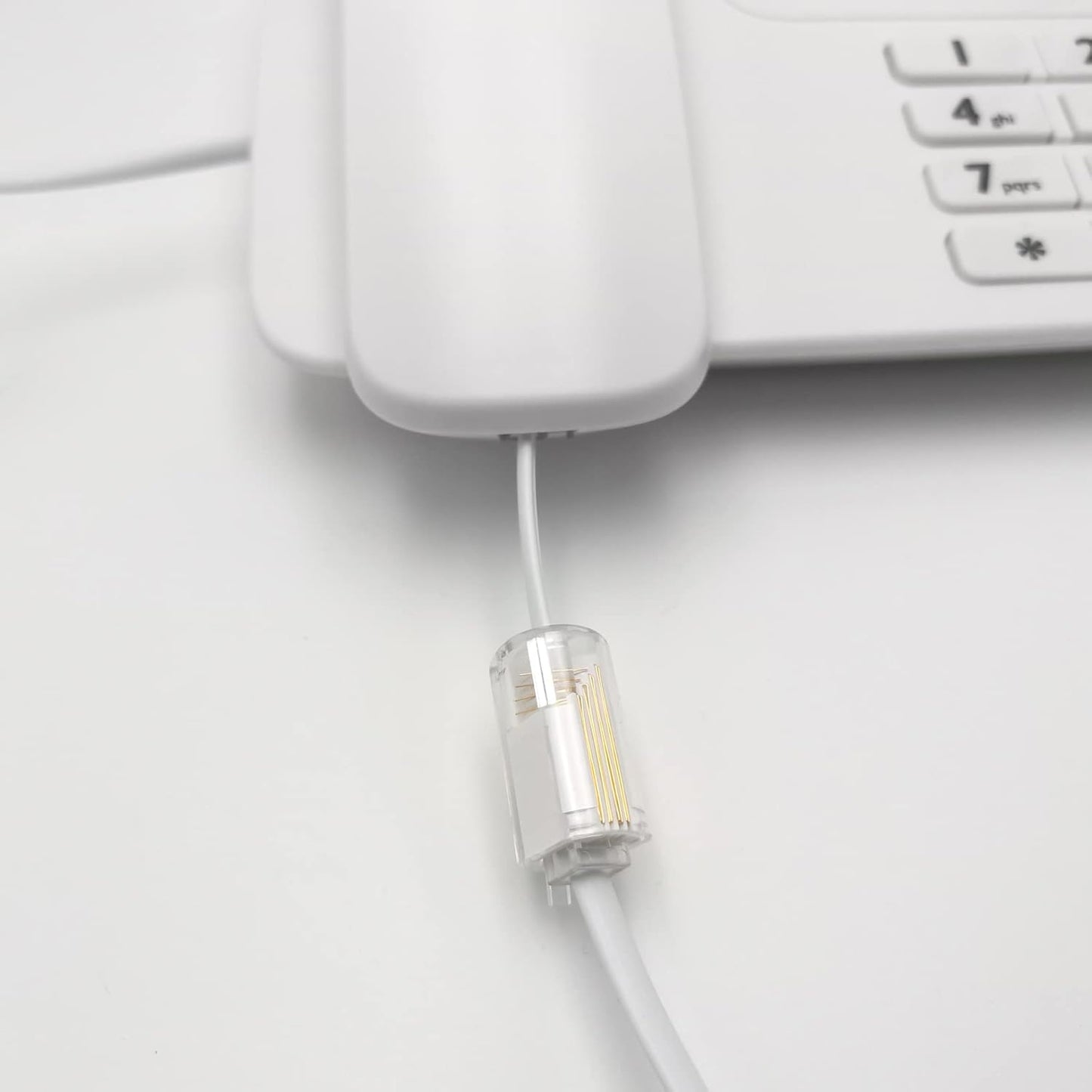 NECABLES 2+2Pack No Tangle Phone Cord for Landline 2pcs Telephone Handset Cord and 2pcs Detangler for Desk Phone White