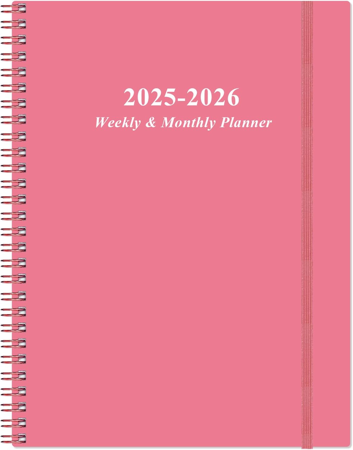 Planner 2025-2026 - Academic Planner 2025-2026 from July 2025 to June 2026 with 12 Monthly Tabs, Flexible Cover, Inner Pocket, 8.5" x 11", Pink
