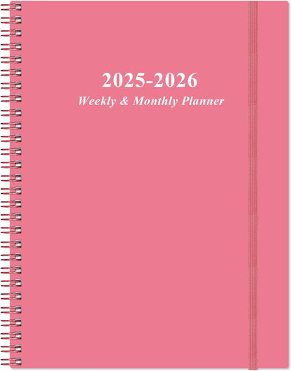 Planner 2025-2026 - Academic Planner 2025-2026 from July 2025 to June 2026 with 12 Monthly Tabs, Flexible Cover, Inner Pocket, 8.5" x 11", Pink