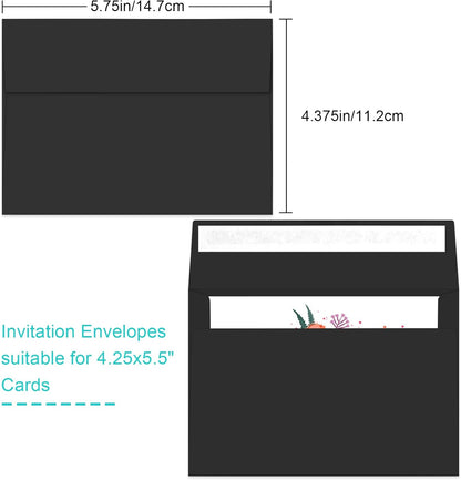 70 Packs A2 Black Envelopes for 4.5x5.5 Cards, Invitations, Photos, RSVP, Greeting Cards - Self-Seal Postcard Envelopes
