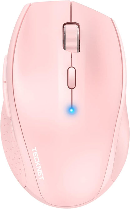TECKNET Bluetooth Mouse, 4800 DPI Wireless Mouse, 2-Year Battery 6 Adjustable DPI, 6 Buttons Compatible with Laptop/Windows/Computer - Pink