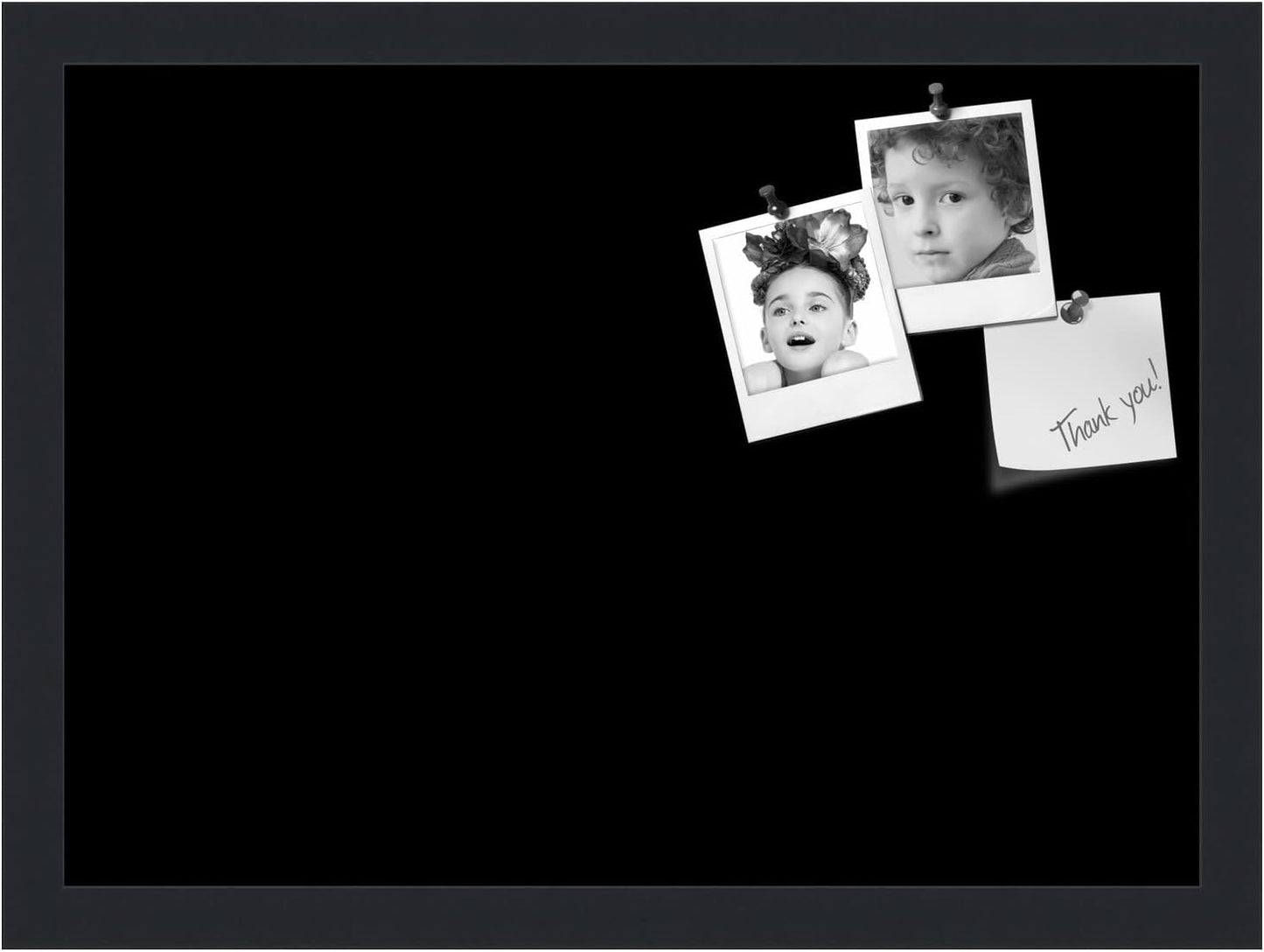 PinPix 18x13 Inch Cork Bulletin Board. This Decorative Framed Pin Board Comes with Solid Black Design and a Satin Black Frame. Ideal for Home Office Decor or Message Board (PinPix-622)