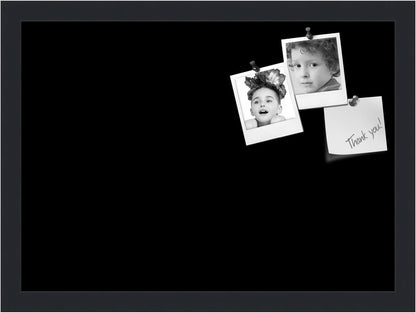 PinPix 18x13 Inch Cork Bulletin Board. This Decorative Framed Pin Board Comes with Solid Black Design and a Satin Black Frame. Ideal for Home Office Decor or Message Board (PinPix-622)