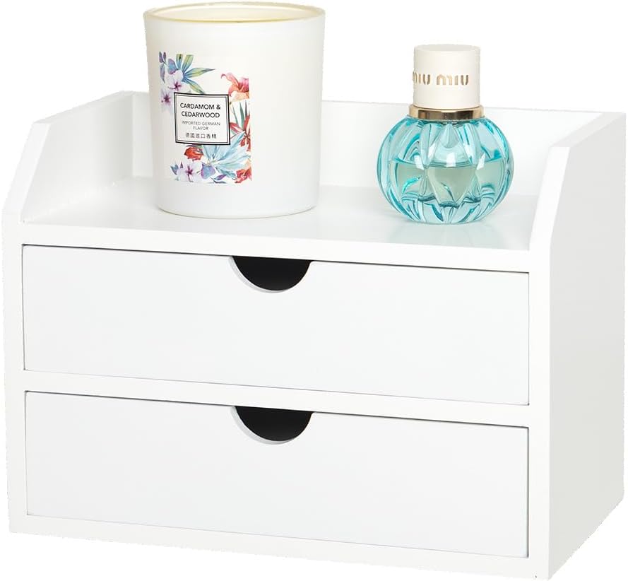 ZGZD Wooden Organizer Mini Desk Drawer Tabletop Office Supplies Desk Accessories for Office or Home (2 Drawers)