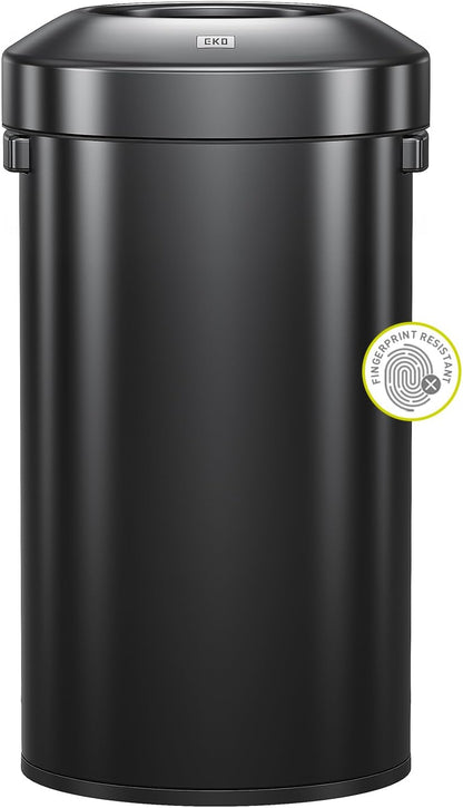 EKO Urban 32 Gallon Round Black Stainless Steel Open Top Waste Bin, Tall Commercial Trash Can for Indoor/Outdoor, Extra Large Metal Garbage Bin for Office, Restaurant, Restroom,120L