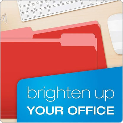 Colored File Folders - School & Office Supplies - 100-Pack of 10 Assorted Colors, Folders for Documents - 1/3-Cut Tabs - File Folders Letter Size, Teachers Must Haves - Olisco