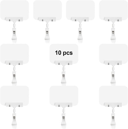 Display Clips, 10 Pack Double Head Rotating Reuse Food Sign Holder, Mini Plastic Chalkboard for Business, Party, Office, Exhibition (White)