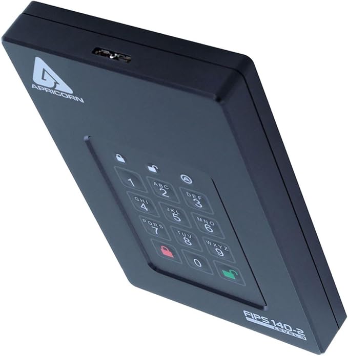 Apricorn 2TB Aegis Fortress L3- FIPS Level 3 Validated USB 3.0 Hardware Encrypted Portable Drive (AFL3-2TB) , black