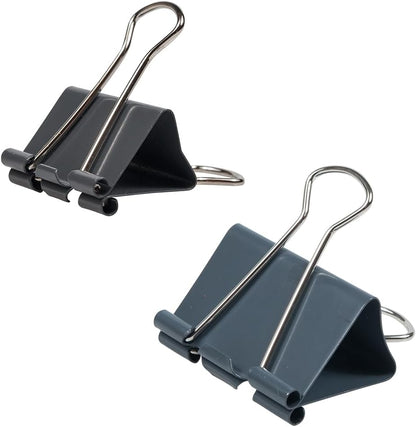 JAM PAPER Colorful Binder Clips Assortment - Medium & Large Size - Grey Binderclips - 27 Clips/Pack