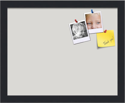 PinPix 15x12 Inch Cork Bulletin Board. This Decorative Framed Pin Board Comes with Light Stone Design and a Satin Black Frame. Ideal for Home Office Decor or Message Board (PinPix-1809)