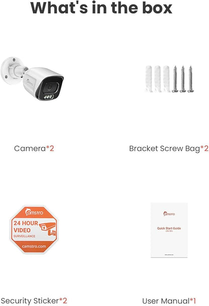 5MP Add On 2pcs Wired POE Cameras for 4K 8CH NVR, Human/Vehicle/Pet/Parcel Smart Detection, H.265+, 100ft Night Vision, IP67 Waterproof - White