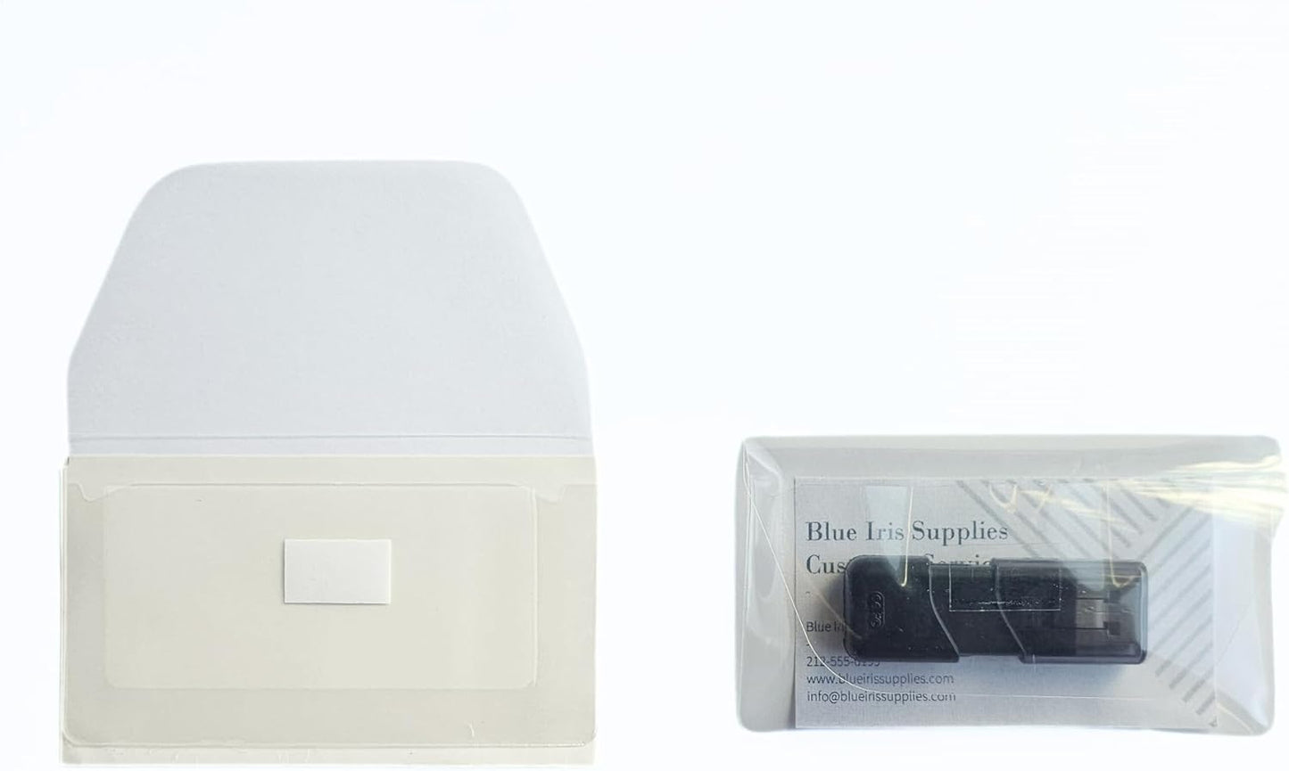Business Card Pocket - Flash Drive Pocket - Self Adhesive - Open Long - Resealable Flap - BIS10130 (100-Pack), Clear