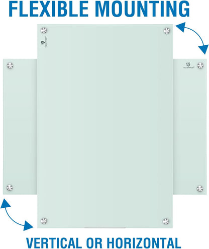 TSJ OFFICE Glass Dry-Erase Board - 48 x 32 Inches Wall Mounted Glass Magnetic Whiteboard, Large Frameless White Board for Office, Home & School