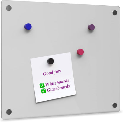 Strong Magnets for Whiteboard, Glassboard and Fridge (White, 8 Pack, Small). N54 Neodymium Rare Earth Heavy Duty Magnets for Home and Office Supplies.