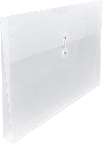 Clear String Closures Poly Envelopes Side Opening Folder Pocket Pack of 40 Bottom with Expanding Gusset (40 Pack)