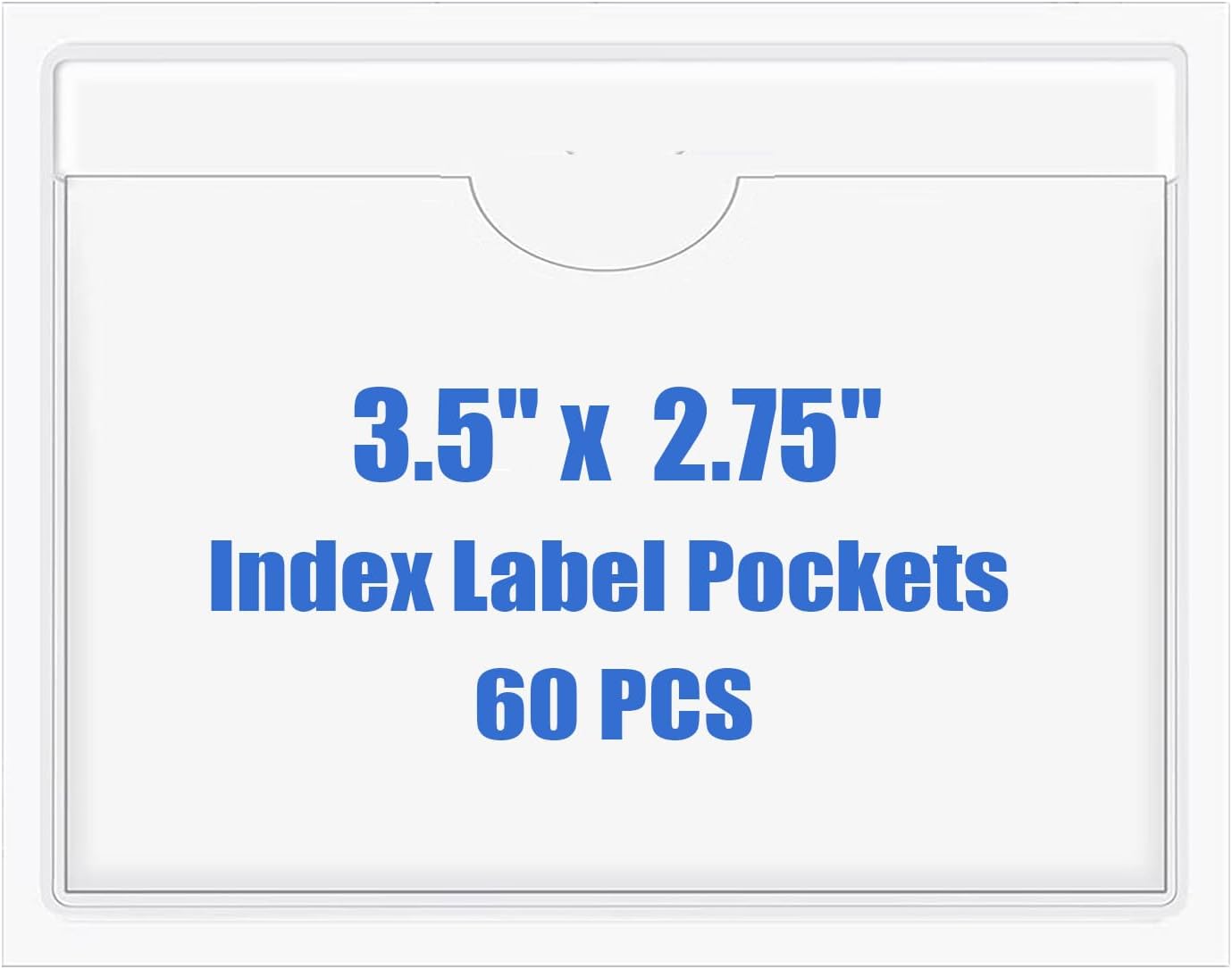 Origin-Joy 60 PCS Self Adhesive Index Card Pockets with Top Open, Clear Plastic Label Holder for Notes, Library and Business, Adhesive Label Pockets & Card Holder (3.5 x 2.75 inch)