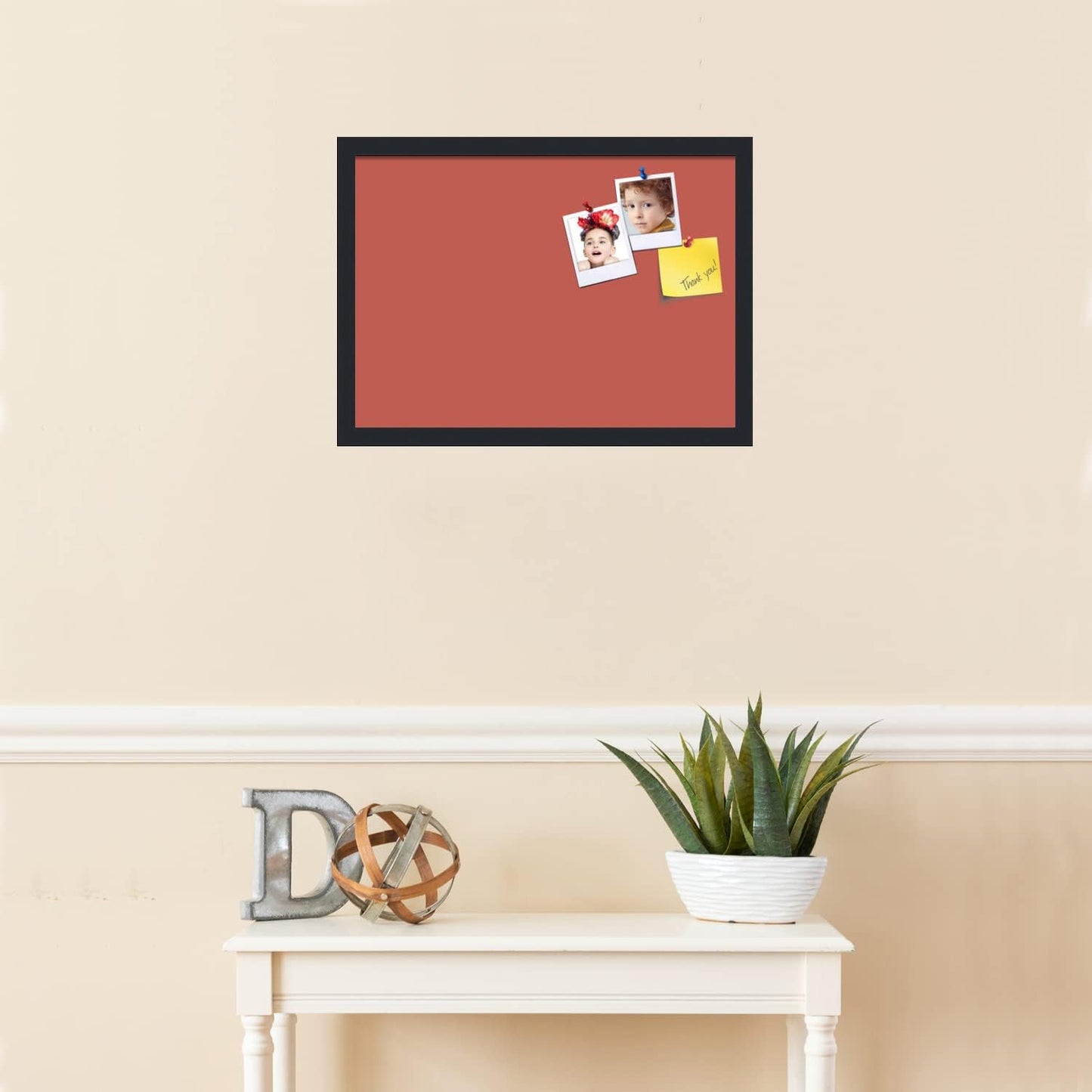 PinPix 21x15 Inch Cork Bulletin Board. This Decorative Framed Pin Board Comes with Crimson Pastel Design and a Satin Black Frame. Ideal for Home Office Decor or Message Board (PinPix-1807)