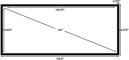 Silver Ticket Products STR Series 6 Piece Home Theater Fixed Frame 4K / 8K Ultra HD, HDTV, HDR & Active 3D Movie Projection Screen, 2.35:1 Format, 138" Diagonal, High Contrast Material STR-235138-HC