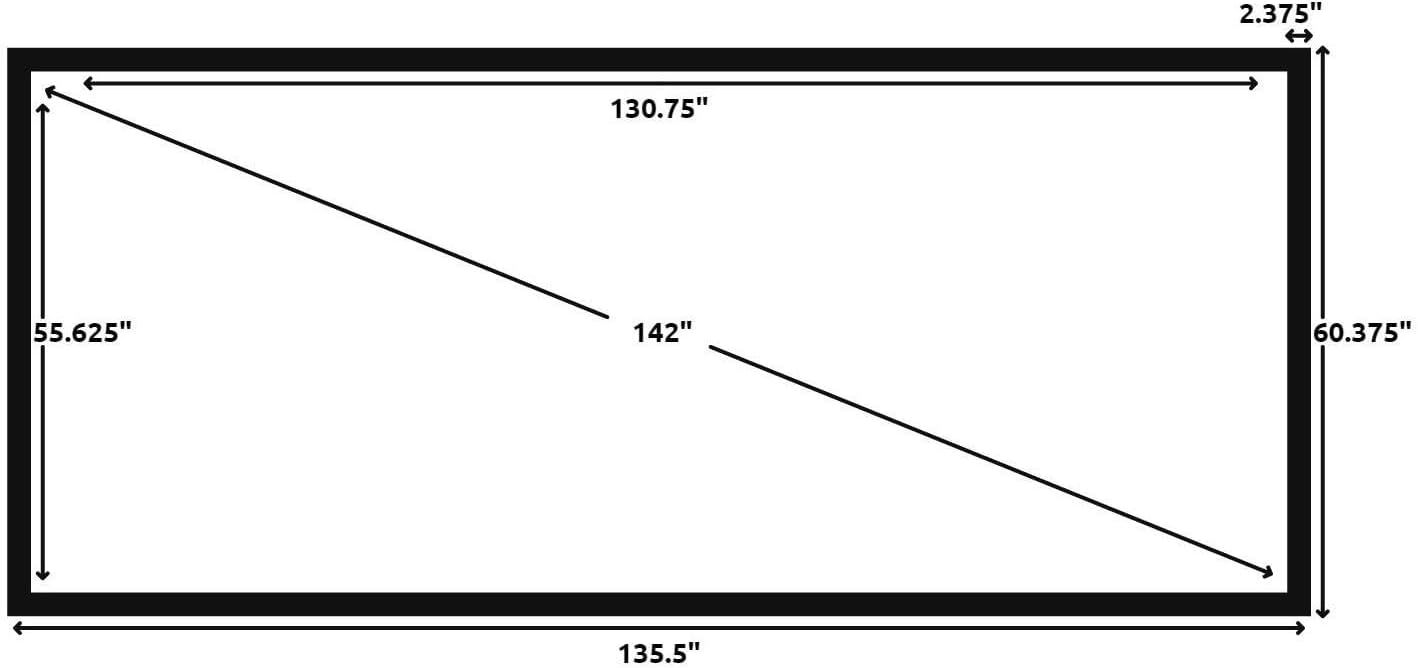 Silver Ticket Products STR Series 6 Piece Home Theater Fixed Frame 4K / 8K Ultra HD, HDTV, HDR & Active 3D Movie Projection Screen, 2.35:1 Format, 138" Diagonal, Silver Material STR-235138-S
