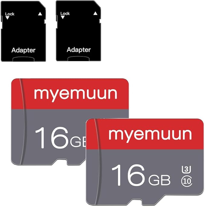 Two Memory Cards TF Card 16GB with Adapter, C10 U3 UHS-1 A1, for Camera/Smartphone/Drone/Dash Cam/Action Cam (2 x 16GB)