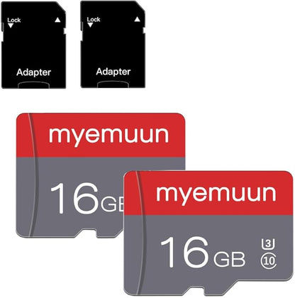 Two Memory Cards TF Card 16GB with Adapter, C10 U3 UHS-1 A1, for Camera/Smartphone/Drone/Dash Cam/Action Cam (2 x 16GB)