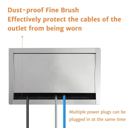 ZESHAN Conference Table Power hub Desktop pop up Outlet with 3 US Plugs and USB C Fast Charger for Home Office Tabletop, 1.8M Extension Power Cord for Desk, Silver