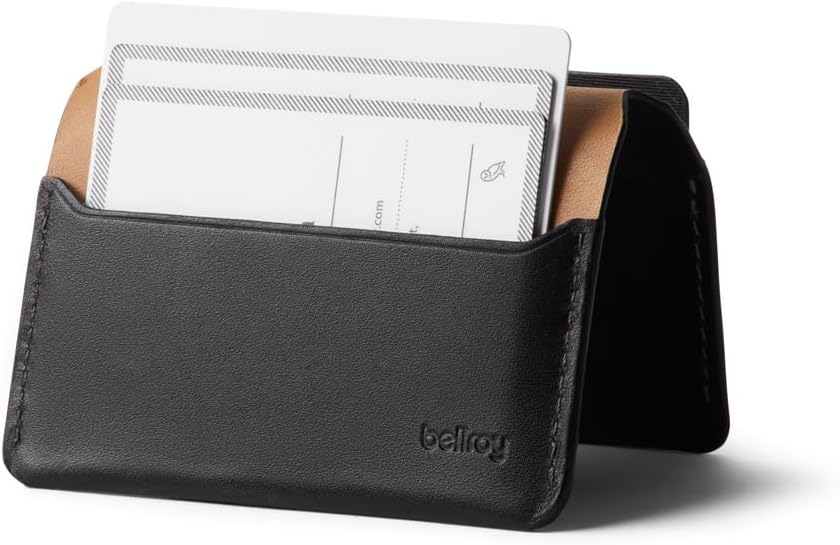 Bellroy Under Cover (slimline leather card wallet/holder with card storage, quick access slot, plus space for folded bills) - Black