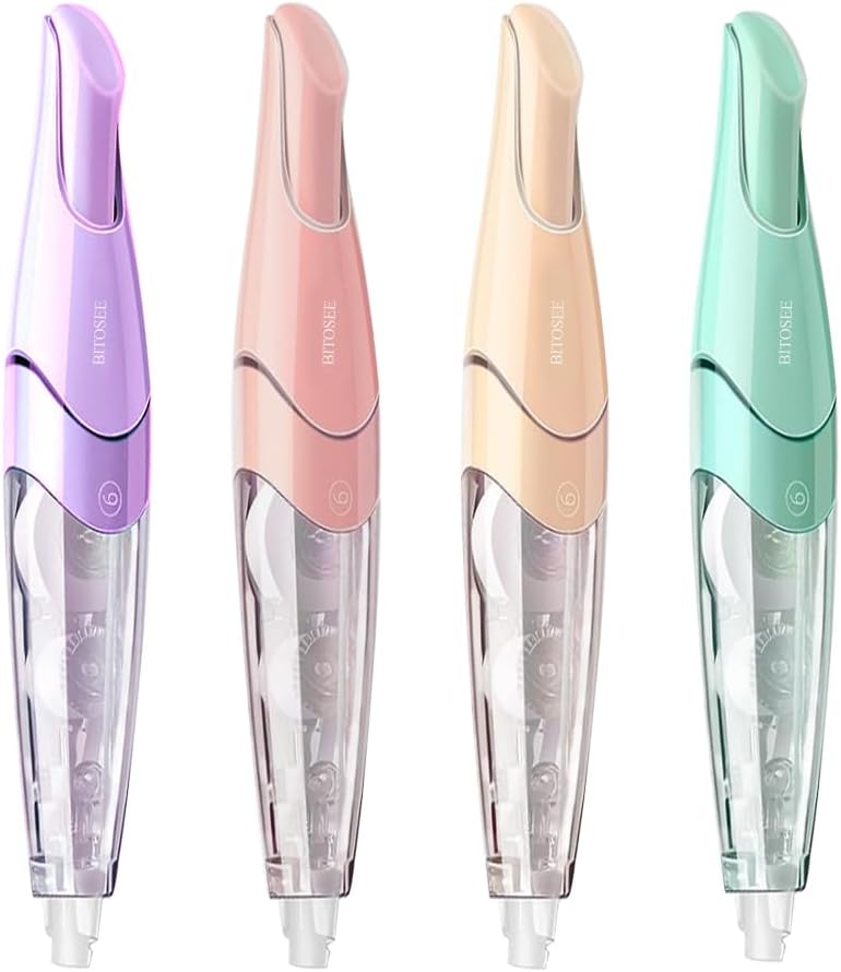 White Correction Tape, Retractable Refillable Correction Tape, With Smooth Pull Out Tape Applicator, Aesthetic Cute Correction Pen for Office Supplies