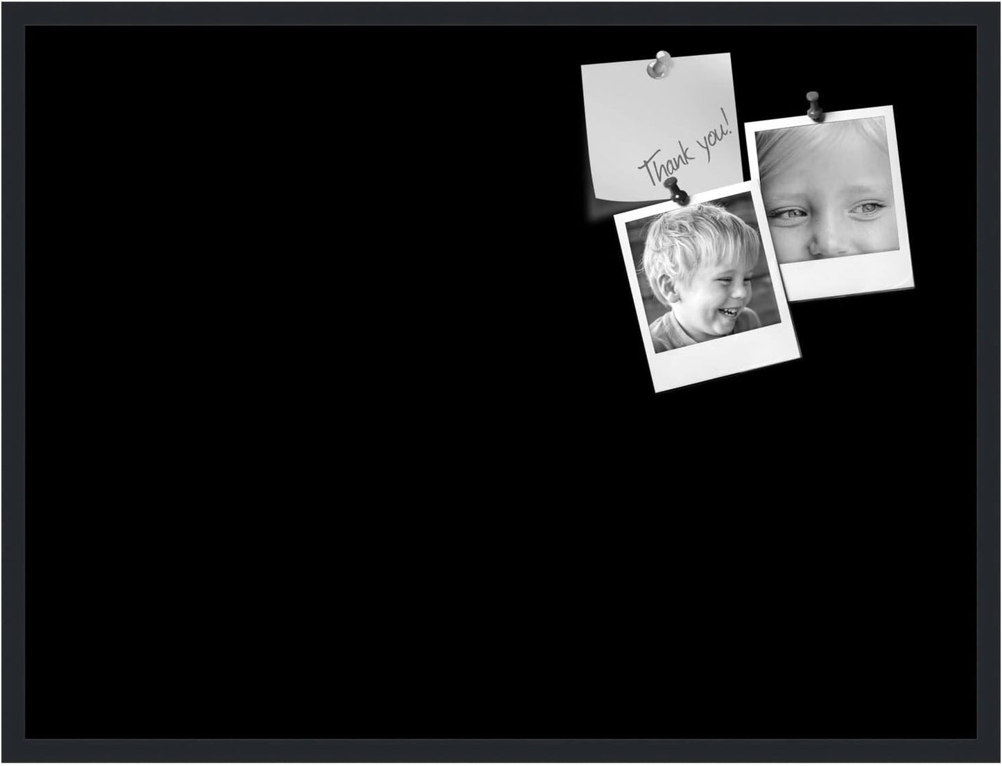 PinPix 40x30 Inch Cork Bulletin Board. This Decorative Framed Pin Board Comes with Solid Black Design and a Satin Black Frame. Ideal for Home Office Decor or Message Board (PinPix-622)