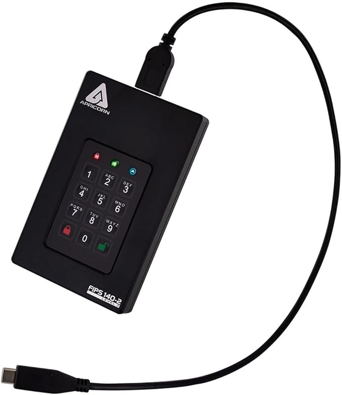 Apricorn 2TB Aegis Fortress L3- FIPS Level 3 Validated USB 3.0 Hardware Encrypted Portable Drive (AFL3-2TB) , black