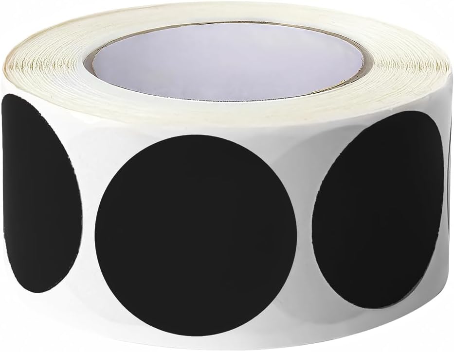 SHYGO® 1“ Black Circle Dot Stickers Color Coding Labels, 1000PCS 2 Rolls