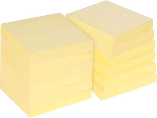 (24 Pads) Sticky Notes 3 x 3in,2400 pcs Yellow Self-Stick Notes,100 Sheets/Pad Bright Colors Post Pads,Super Sticky Pads Easy to Post Recyclable for Office,Shool,Home,Notebook,Meeting,Clean Removal