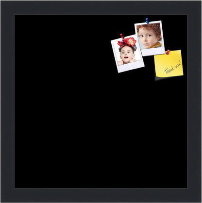PinPix 12x12 Inch Cork Bulletin Board. This Decorative Framed Pin Board Comes with Solid Black Design and a Satin Black Frame. Ideal for Home Office Decor or Message Board (PinPix-622)