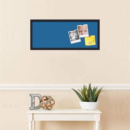 PinPix 30x12 Inch Cork Bulletin Board. This Decorative Framed Pin Board Comes with Navy Pastel Design and a Satin Black Frame. Ideal for Home Office Decor or Message Board (PinPix-1811)