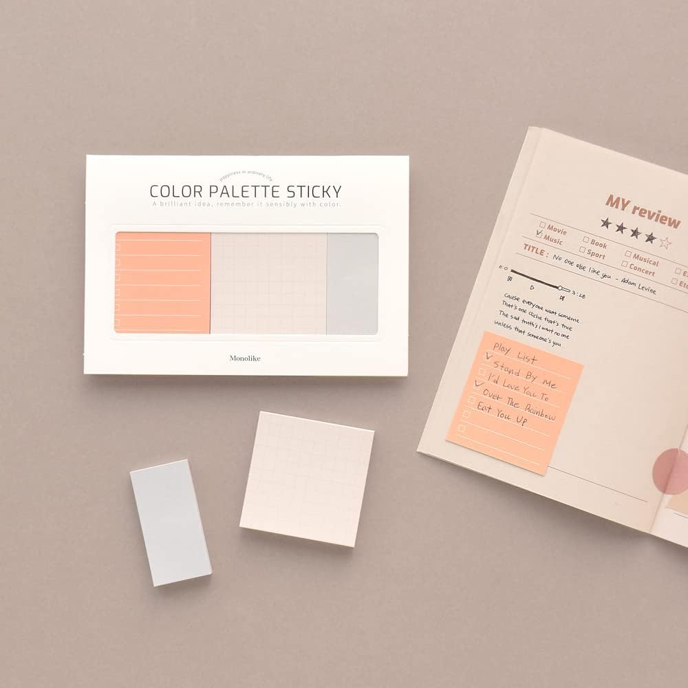 Monolike Color Palette Sticky Plan 30p B Set 4P - Self-Adhesive Memo Pad 30 Sheets