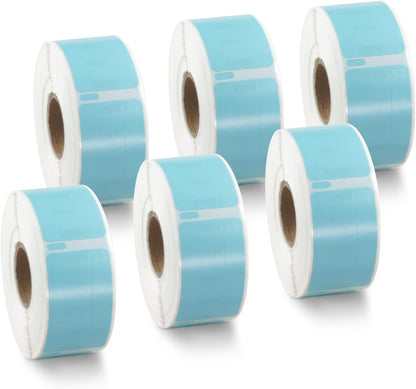 BETCKEY Colored Labels Compatible with Dymo 30330 (3/4" x 2") Small Multipurpose Labels, Compatible for Dymo LabelWriter Thermal 450, 4XL & Zebra Desktop Printers [6 Rolls, Light Blue]