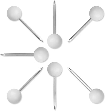 Yalis Push Pins Map Tacks 1/8-Inch Assorted Color Beads Head Map Marking Push Pins,500-count (White)